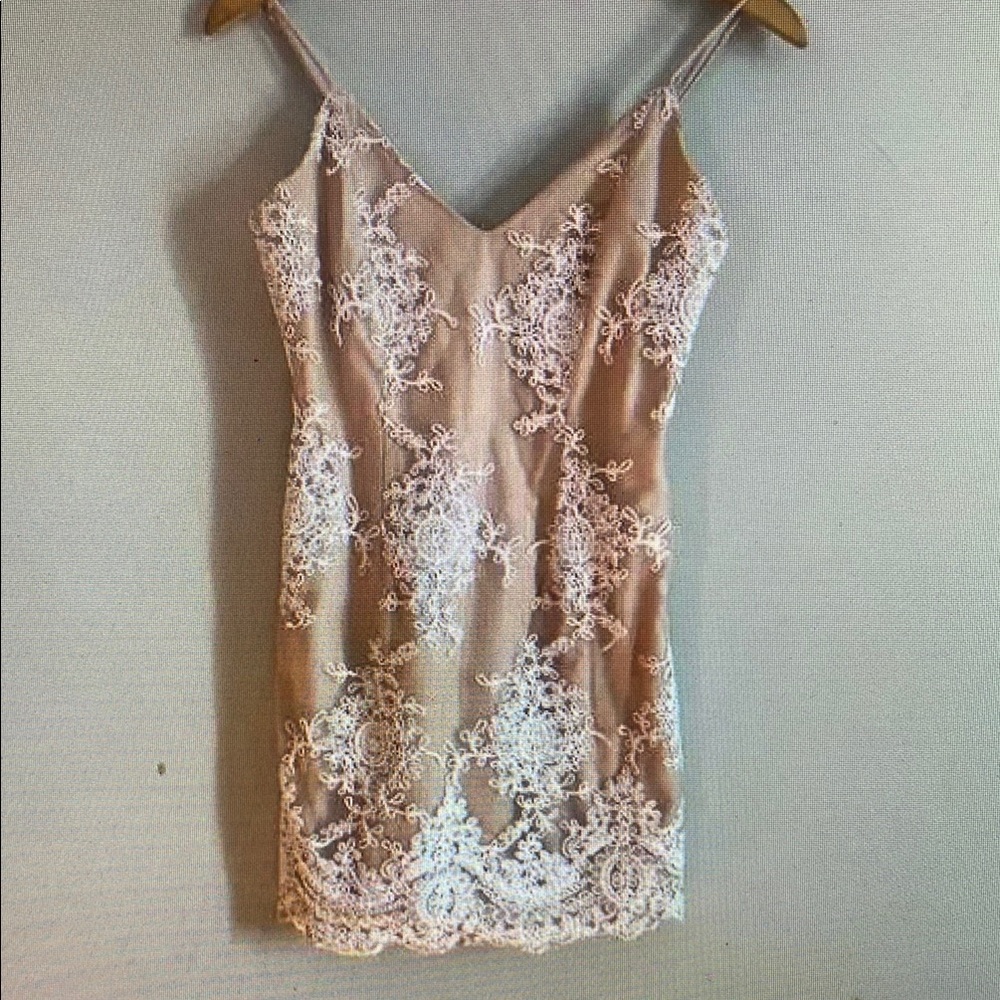 Lulus Loves the Limelight White and Beige Embroidered Bodycon Dress